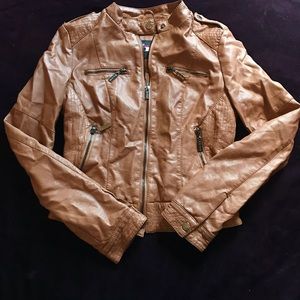 Caramel Brown Faux Leather Jacket
